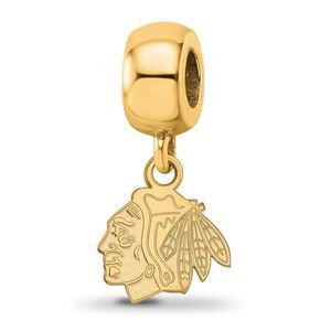 14KY Gold Plated Sterling Silver NHL Chicago Blackhawks XS Dangle Bead